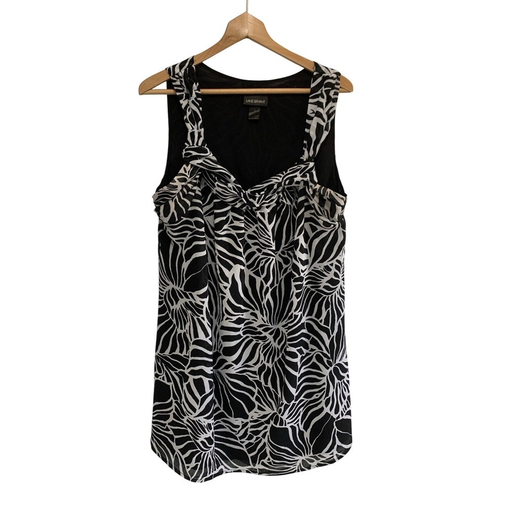 Lane Bryant Black White Abstract Print Sleeveless Lightweight Tank Top Plus 20